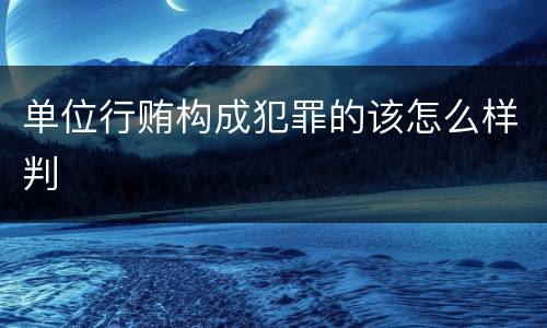 单位行贿构成犯罪的该怎么样判