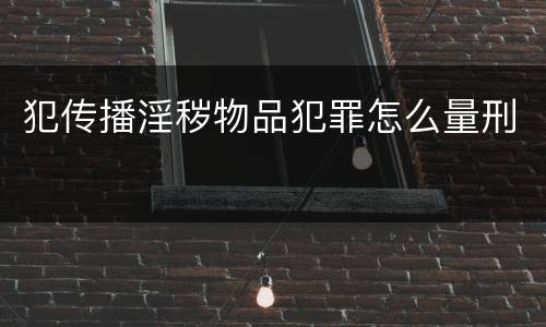 犯传播淫秽物品犯罪怎么量刑