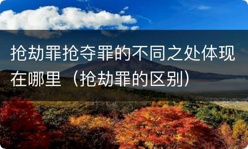 抢劫罪抢夺罪的不同之处体现在哪里（抢劫罪的区别）