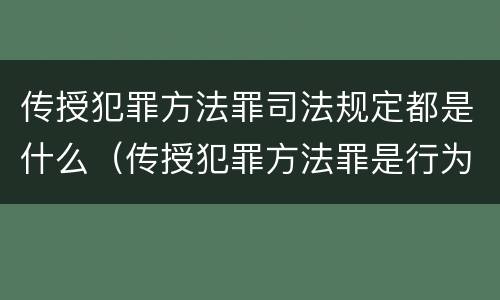 传授犯罪方法罪司法规定都是什么（传授犯罪方法罪是行为犯吗）