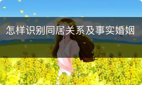 怎样识别同居关系及事实婚姻