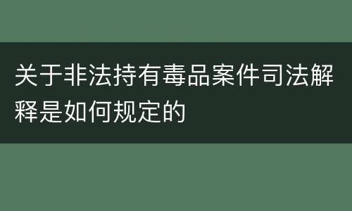 关于非法持有毒品案件司法解释是如何规定的