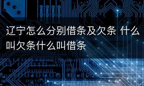 辽宁怎么分别借条及欠条 什么叫欠条什么叫借条
