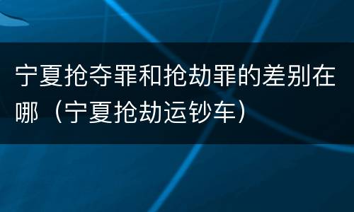 宁夏抢夺罪和抢劫罪的差别在哪（宁夏抢劫运钞车）