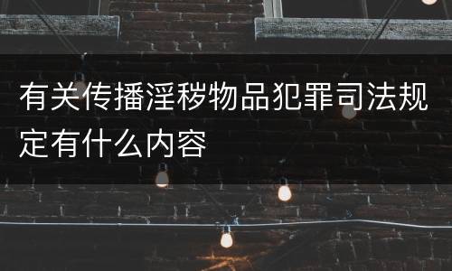 有关传播淫秽物品犯罪司法规定有什么内容