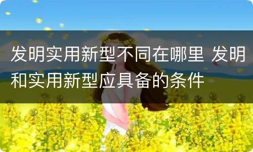 发明实用新型不同在哪里 发明和实用新型应具备的条件
