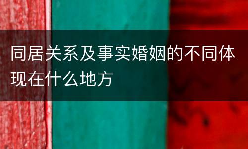 同居关系及事实婚姻的不同体现在什么地方