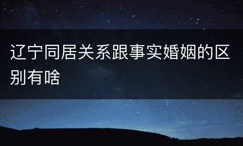 辽宁同居关系跟事实婚姻的区别有啥