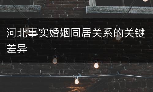 河北事实婚姻同居关系的关键差异