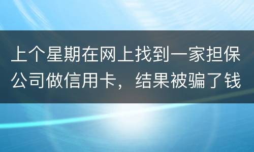 上个星期在网上找到一家担保公司做信用卡，结果被骗了钱，请问能不能把钱要回