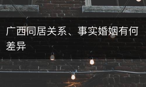 广西同居关系、事实婚姻有何差异
