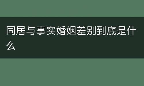 同居与事实婚姻差别到底是什么
