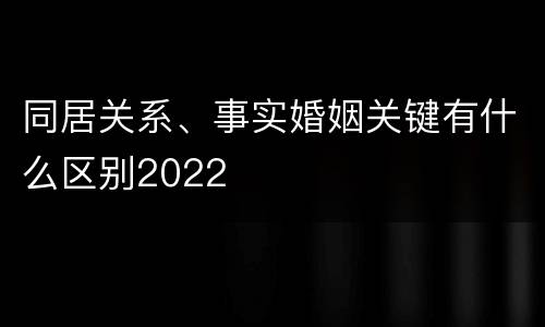 同居关系、事实婚姻关键有什么区别2022