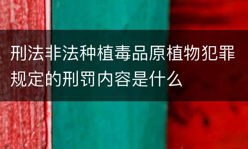 刑法非法种植毒品原植物犯罪规定的刑罚内容是什么