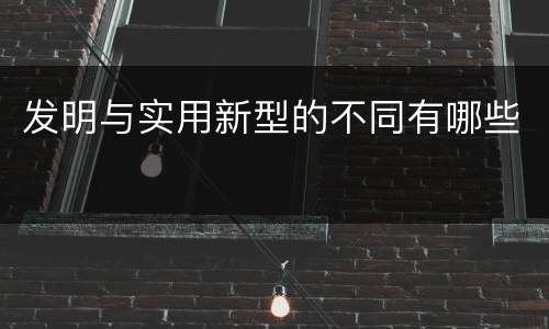 发明与实用新型的不同有哪些