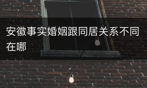 安徽事实婚姻跟同居关系不同在哪