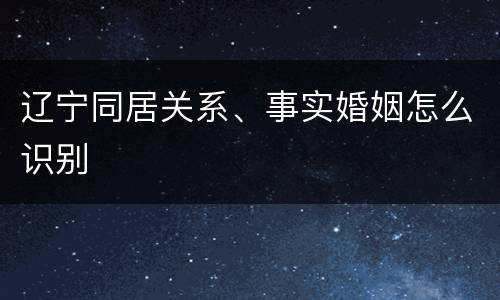 辽宁同居关系、事实婚姻怎么识别