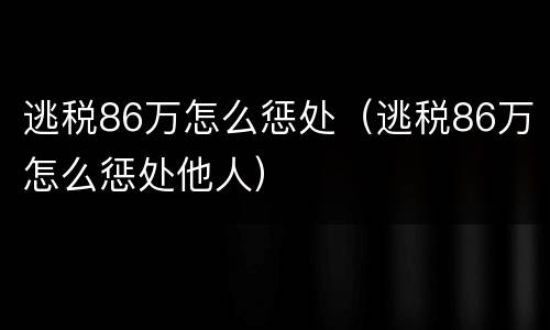 逃税86万怎么惩处（逃税86万怎么惩处他人）