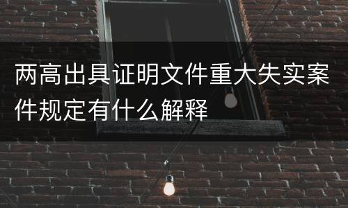 两高出具证明文件重大失实案件规定有什么解释