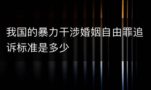 我国的暴力干涉婚姻自由罪追诉标准是多少