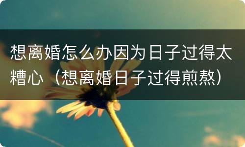 想离婚怎么办因为日子过得太糟心（想离婚日子过得煎熬）