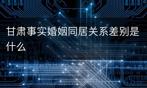 甘肃事实婚姻同居关系差别是什么