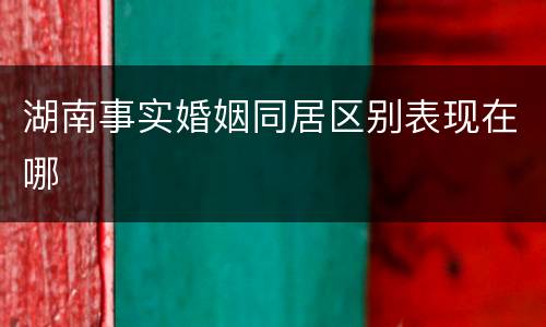 湖南事实婚姻同居区别表现在哪
