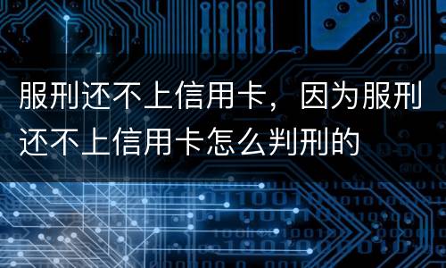 服刑还不上信用卡，因为服刑还不上信用卡怎么判刑的