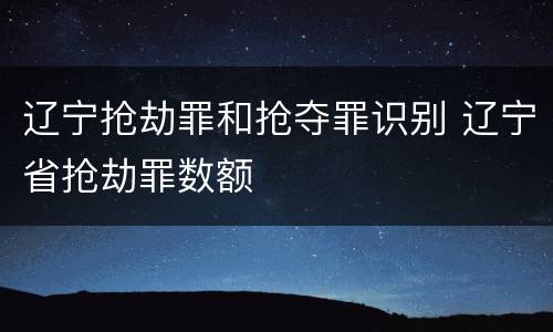 辽宁抢劫罪和抢夺罪识别 辽宁省抢劫罪数额