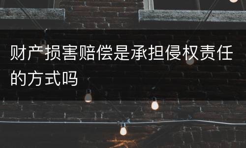 财产损害赔偿是承担侵权责任的方式吗