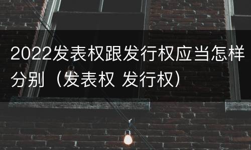 2022发表权跟发行权应当怎样分别（发表权 发行权）