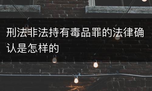 刑法非法持有毒品罪的法律确认是怎样的