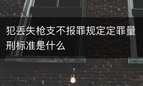 犯丢失枪支不报罪规定定罪量刑标准是什么