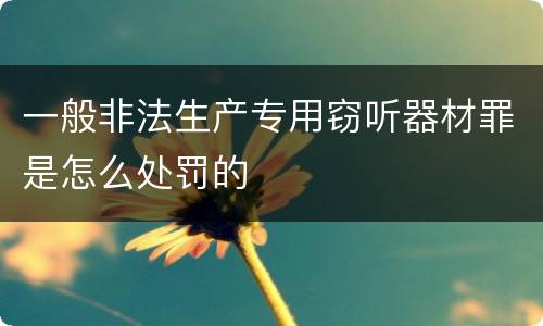 一般非法生产专用窃听器材罪是怎么处罚的