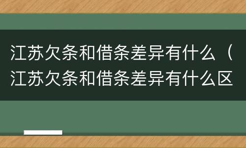 江苏欠条和借条差异有什么（江苏欠条和借条差异有什么区别）
