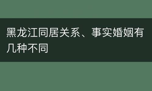 黑龙江同居关系、事实婚姻有几种不同