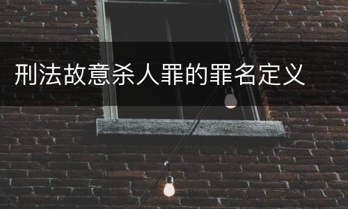 刑法故意杀人罪的罪名定义