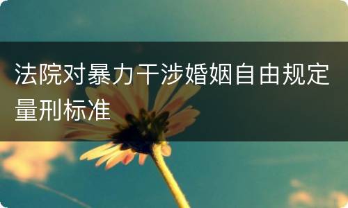 法院对暴力干涉婚姻自由规定量刑标准