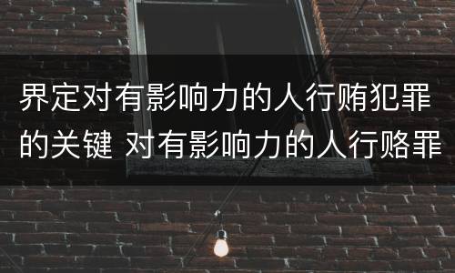 界定对有影响力的人行贿犯罪的关键 对有影响力的人行赂罪既遂标准