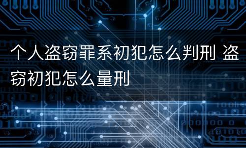 个人盗窃罪系初犯怎么判刑 盗窃初犯怎么量刑