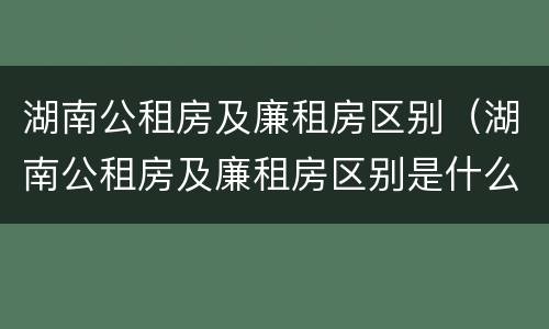湖南公租房及廉租房区别（湖南公租房及廉租房区别是什么）