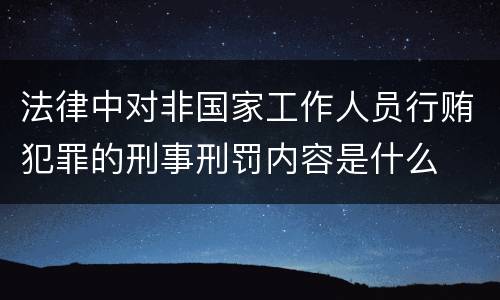 法律中对非国家工作人员行贿犯罪的刑事刑罚内容是什么