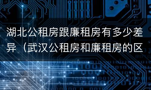 湖北公租房跟廉租房有多少差异（武汉公租房和廉租房的区别）
