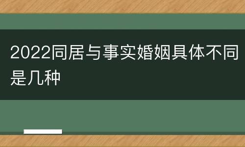 2022同居与事实婚姻具体不同是几种