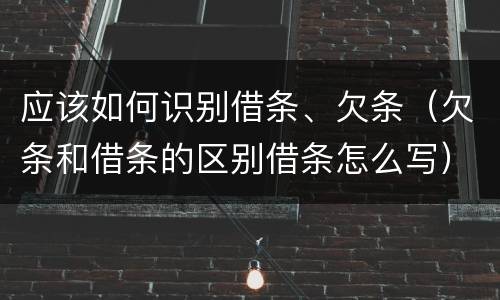 应该如何识别借条、欠条（欠条和借条的区别借条怎么写）