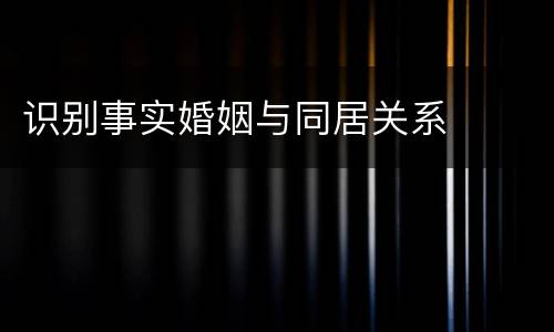 识别事实婚姻与同居关系
