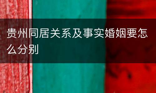 贵州同居关系及事实婚姻要怎么分别