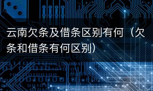 云南欠条及借条区别有何（欠条和借条有何区别）
