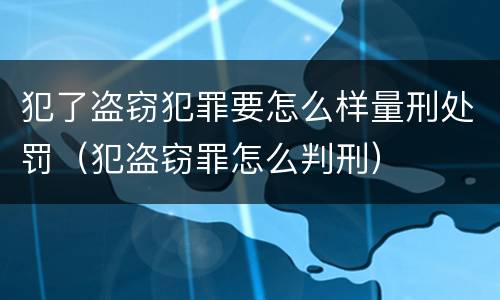 犯了盗窃犯罪要怎么样量刑处罚（犯盗窃罪怎么判刑）