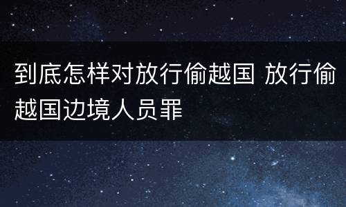 到底怎样对放行偷越国 放行偷越国边境人员罪